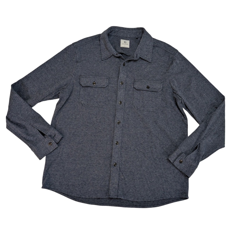 7 Diamonds Generation Flannel Shirt Mens L Navy Gray Stretch Button Up